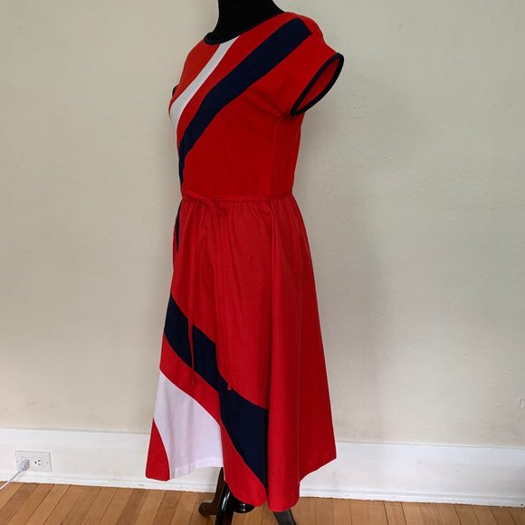 Vintage 80s day dress sz S/M - Picture 2 of 5
